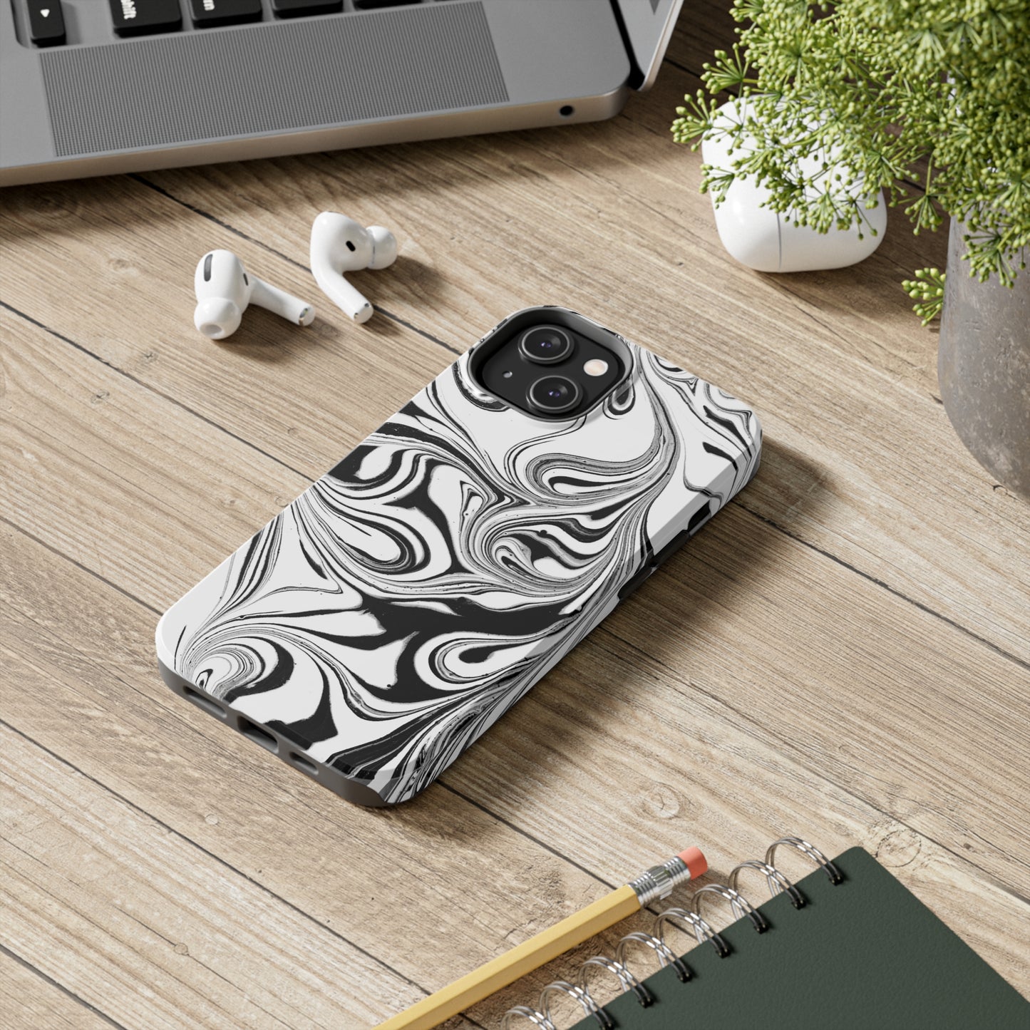 Black & White Swirl Phone Cases