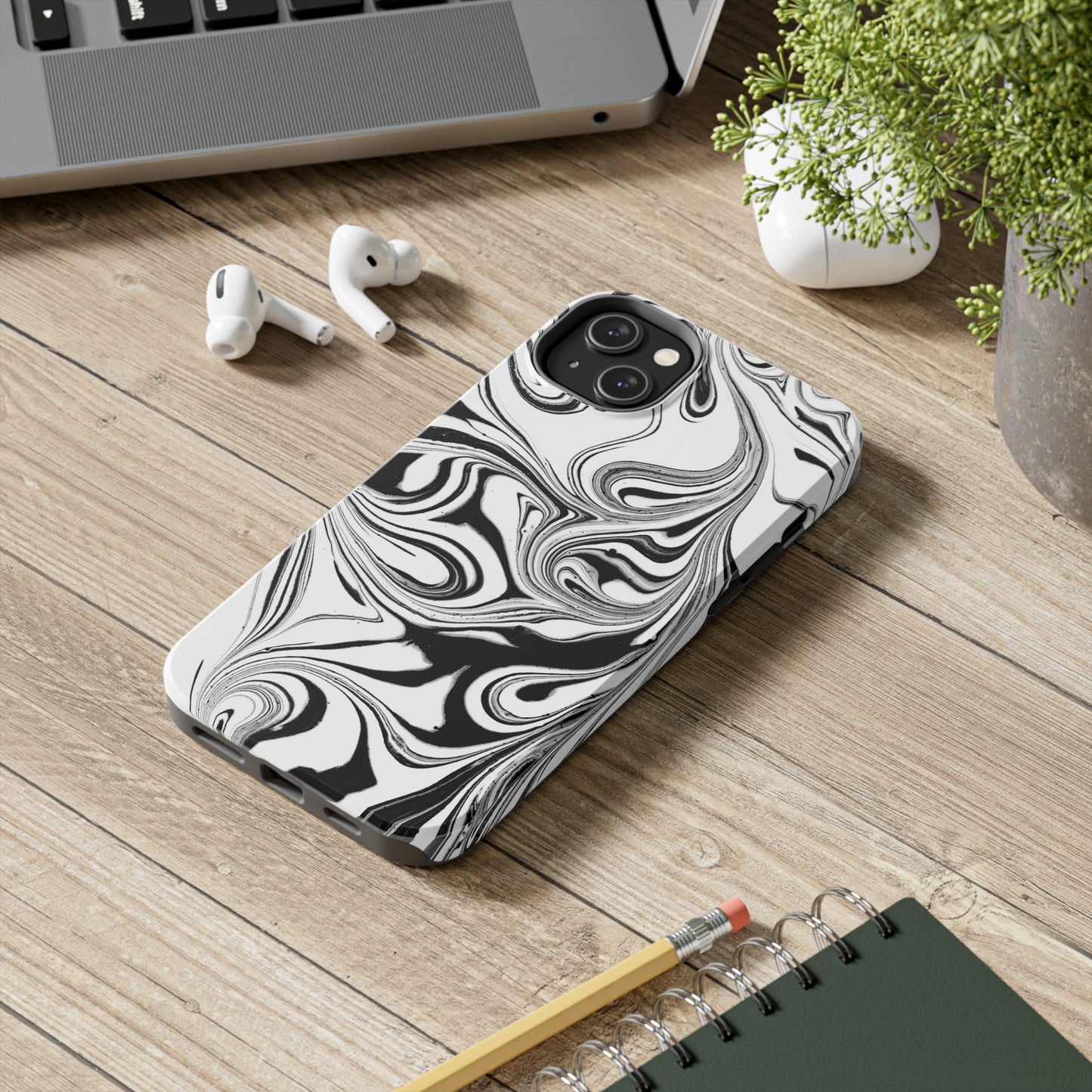 Black & White Swirl Phone Cases